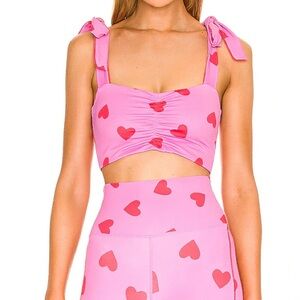 Beach Riot Pink Heart Sports Bra
